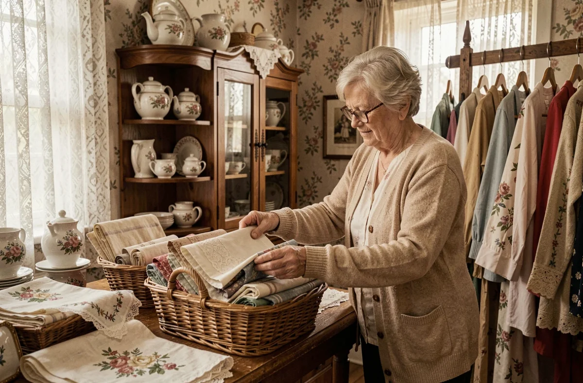 Boutique Chez Grand-Mère à Perpignan avec une atmosphère chaleureuse et des objets vintage dans un décor rétro nostalgique