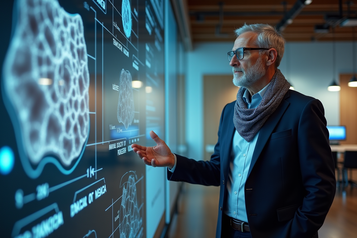 Ingénieur présente un scarf nanofibre lors d